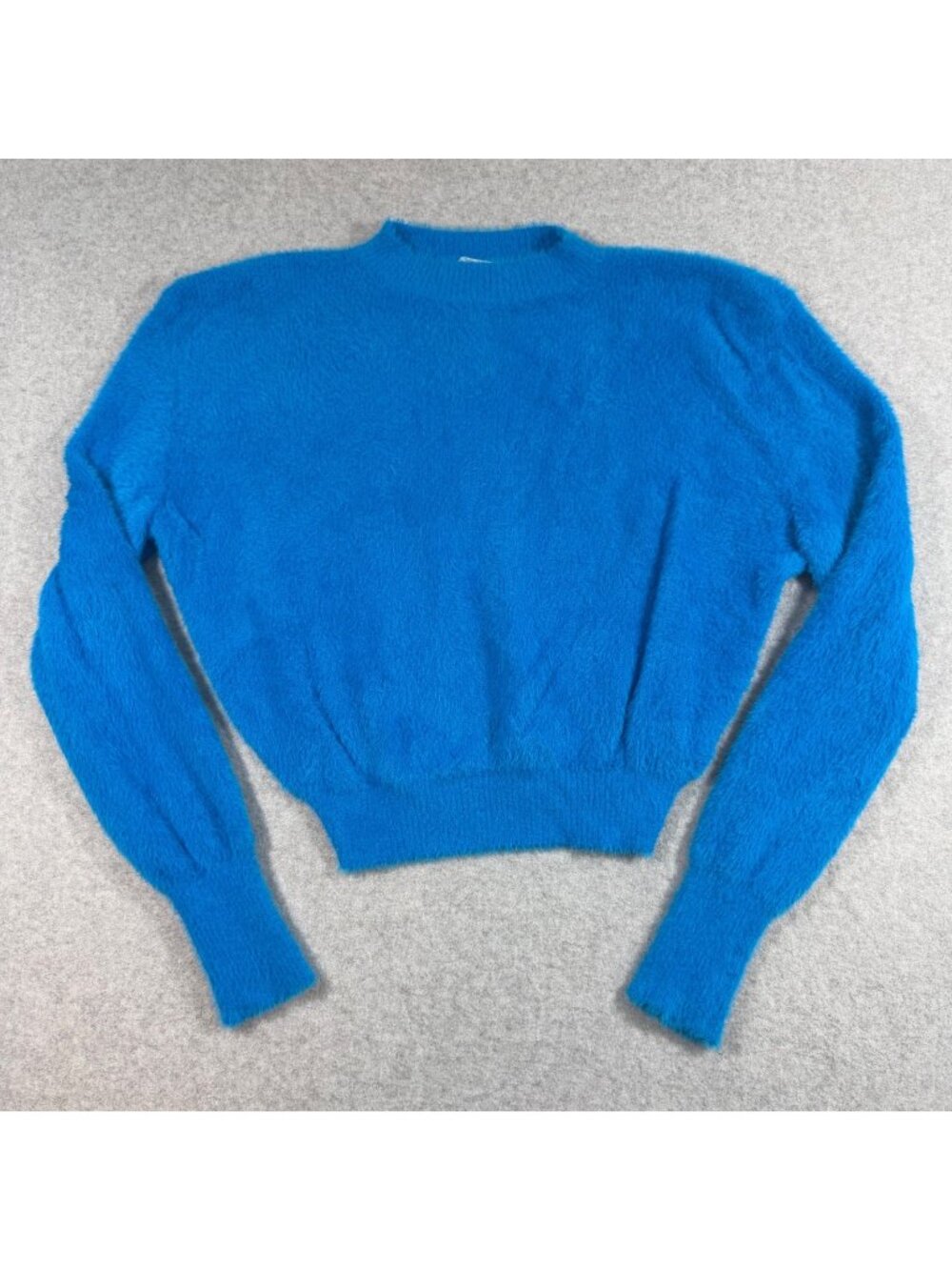 Nocturne Womens Small Blue Fuzzy Sweater Soft Crew Neck Long Sleeve Pullover